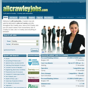 Screenshot of the All Crawley Jobs website