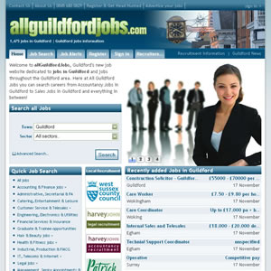 Screenshot of the All Guildford Jobs website